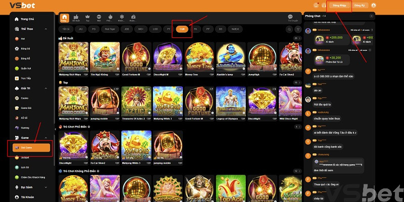 03 bước tham gia Sảnh CQ9 tại VSBet