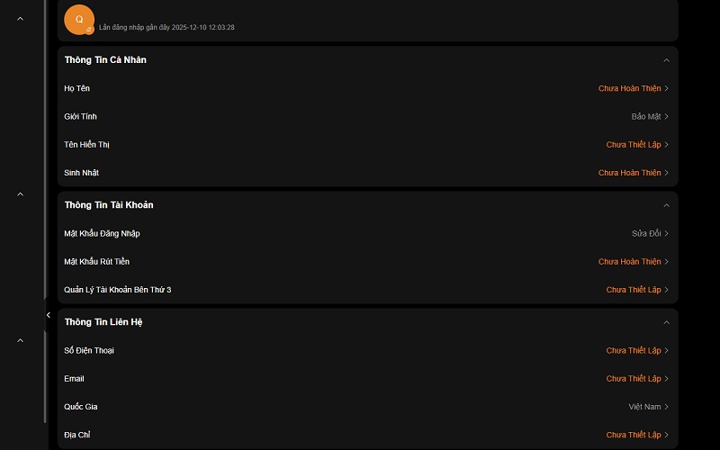 Cập nhật đủ thông tin