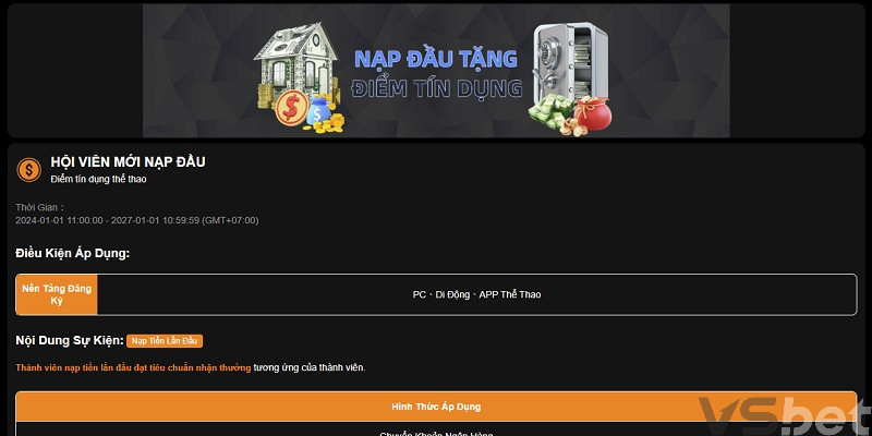 Hội viên mới nạp lần đầu