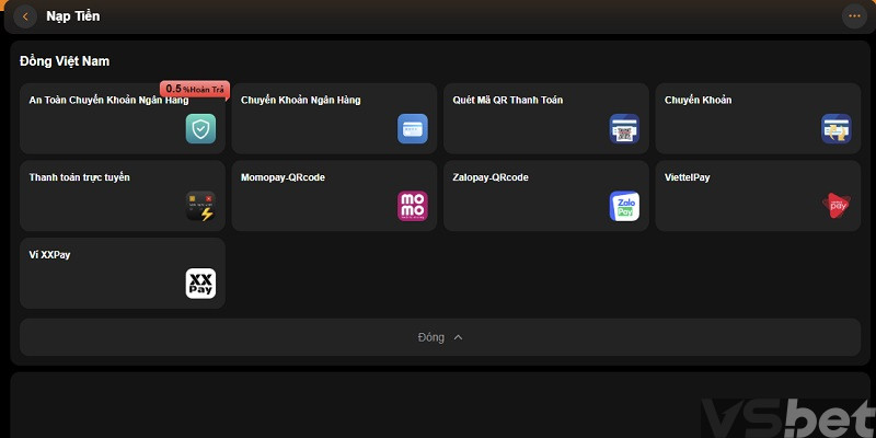 Nạp tiền VSbet qua ngân hàng